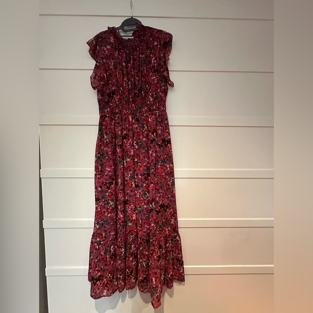 MELLODAY • Smocked Mock Neck Tiered Maxi Dress
